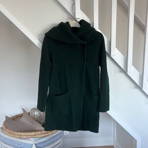 Moth Deep Green Hooded Sweater Coat Anthropologie PS